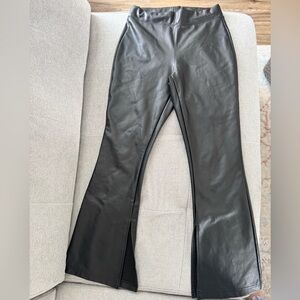 Black Faux Leather Flare Pants